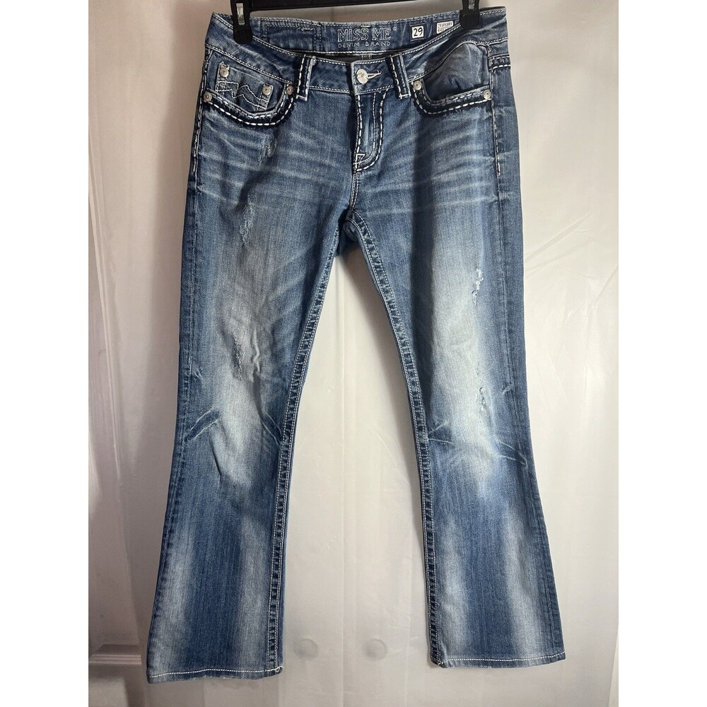 Miss Me Mid Rise Distressed Easy Boot Jeans Women's Size 29 x Inseam 31